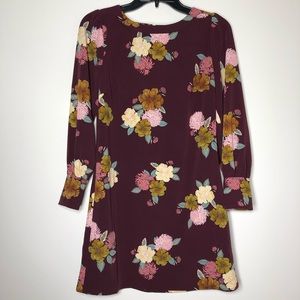 Loft Burgundy Floral Shift Dress